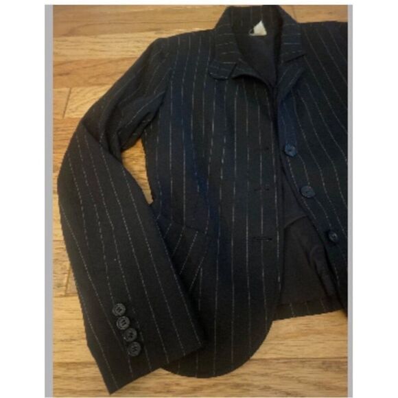 J.Crew Women's Black/White pinstripe Wool Blend button front Blazer Size 6 - Picture 2 of 8